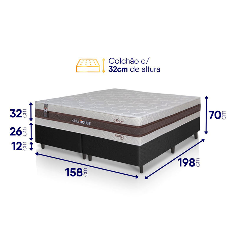 Cama Box Mali Molas Ensacadas Queen 158x198 Preto King House