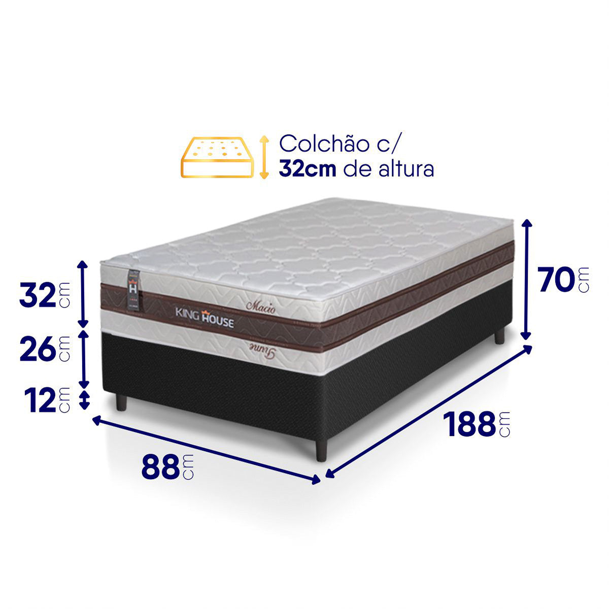 Cama Box Mali Molas Ensacadas Solteiro 88x188 King House