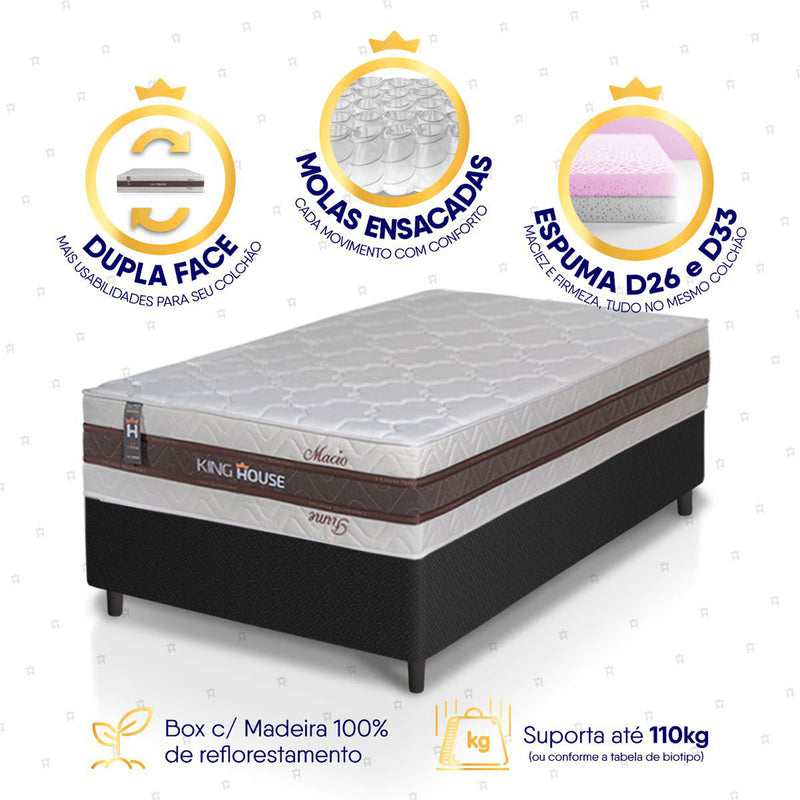 Cama Box Mali Molas Ensacadas Solteiro 88x188 King House