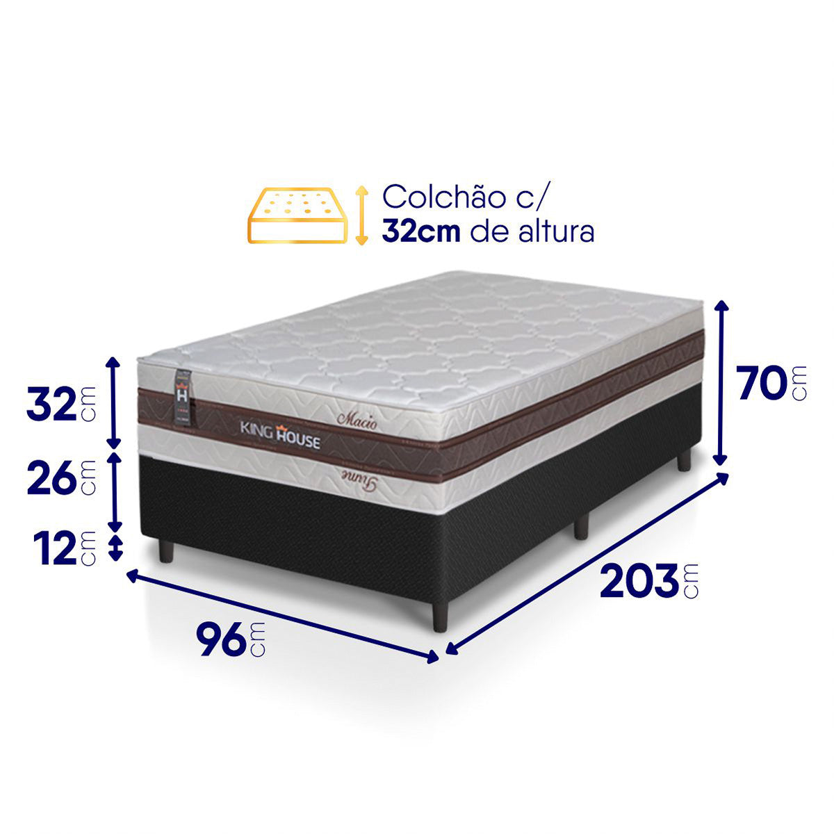Cama Box Mali Molas Ensacadas Solteirão 96x203 King House