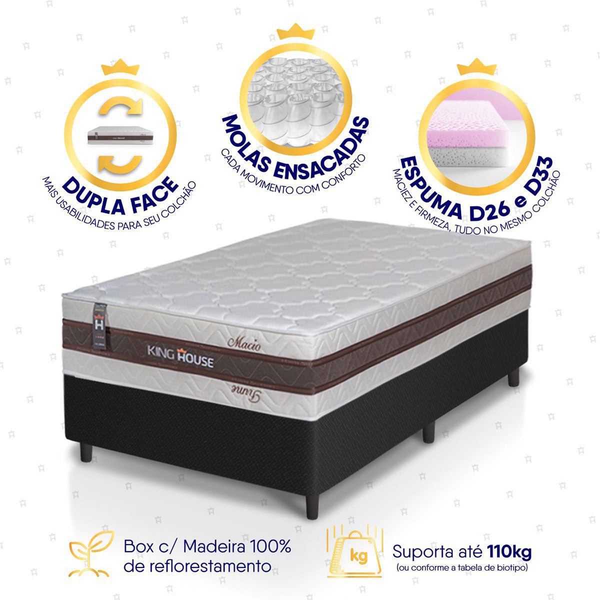 Cama Box Mali Molas Ensacadas Solteirão 96x203 King House