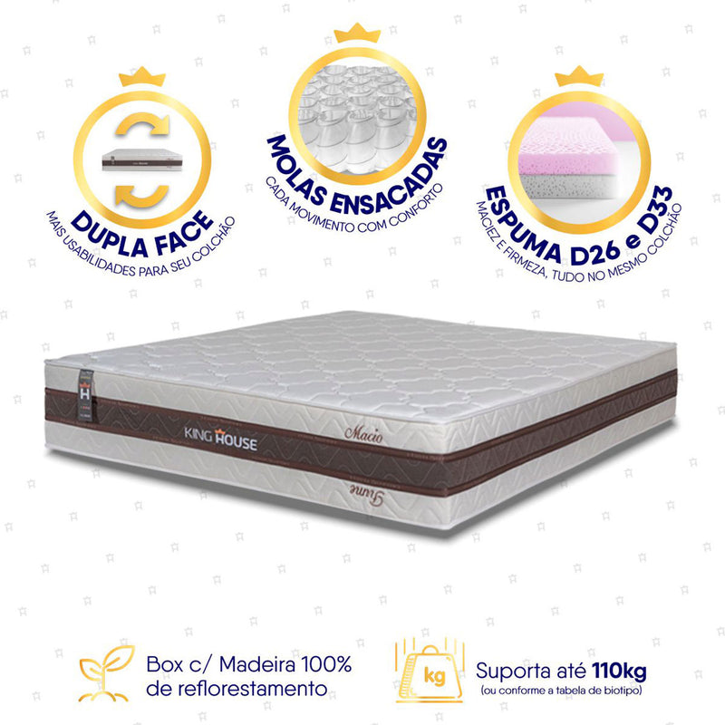 Colchão Mali Bege Molas Ensacadas King 193x203x32