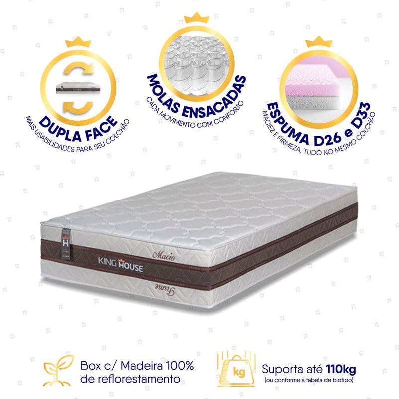 Colchão Mali Bege Molas Ensacadas Solteiro 96x203x32