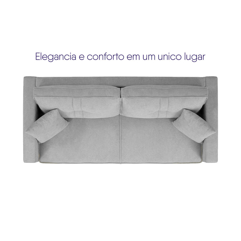 Sofá Living Malibu 2,30m Cinza Bouclê - King House