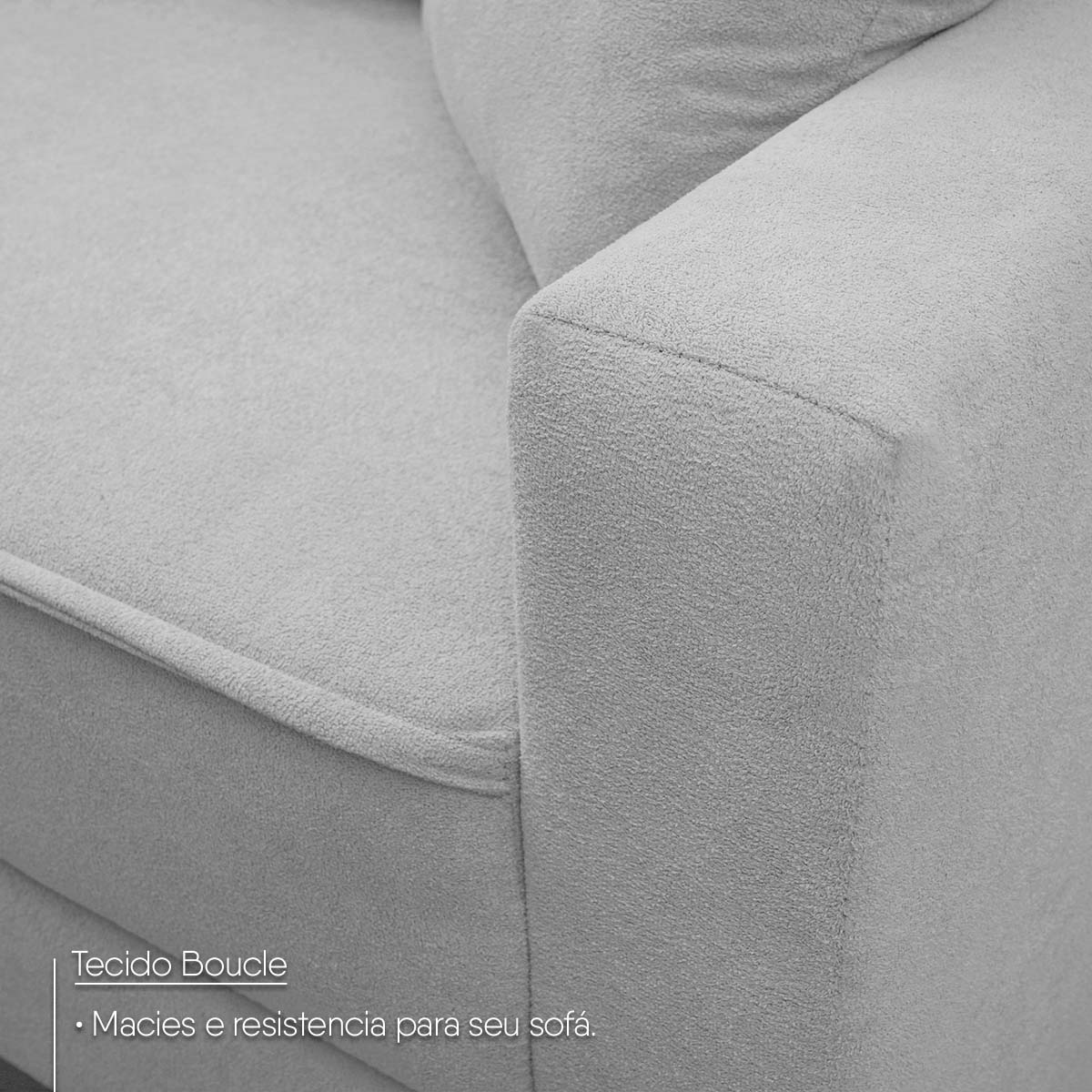Sofá Living Malibu 2,30m Cinza Bouclê - King House
