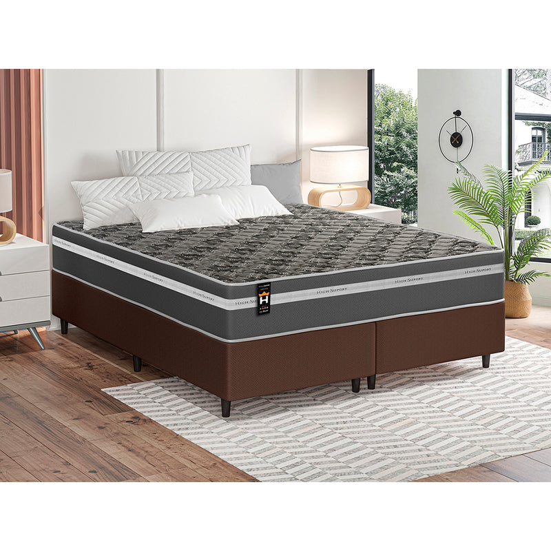Cama Box Miami Espuma Queen 158x198 Cinza King House