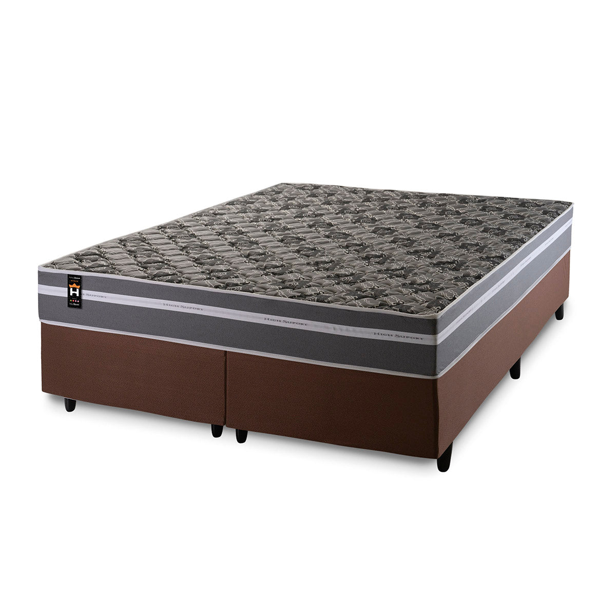 Cama Box Miami Espuma Queen 158x198 Cinza King House