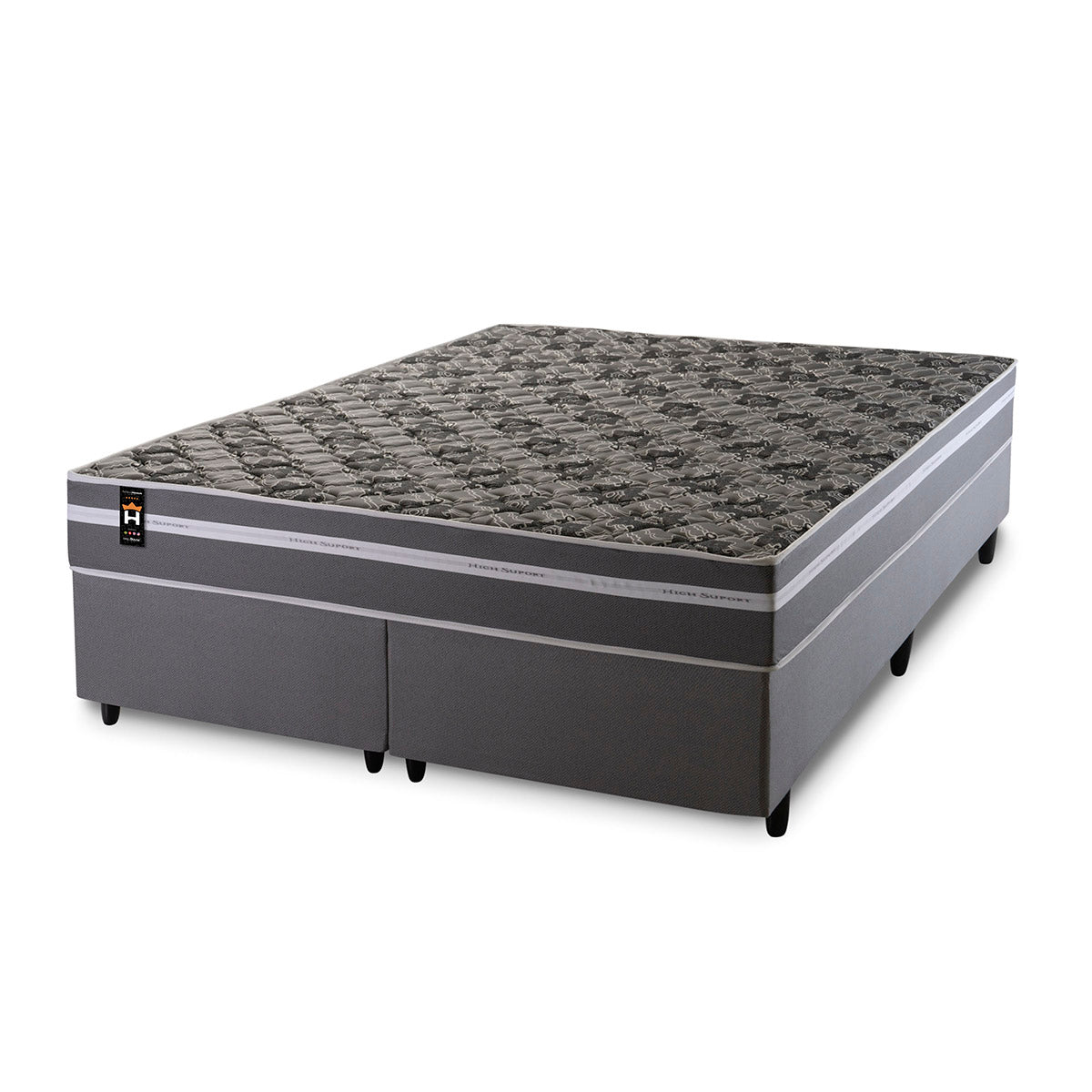 Cama Box Miami Espuma Queen 158x198 Cinza King House