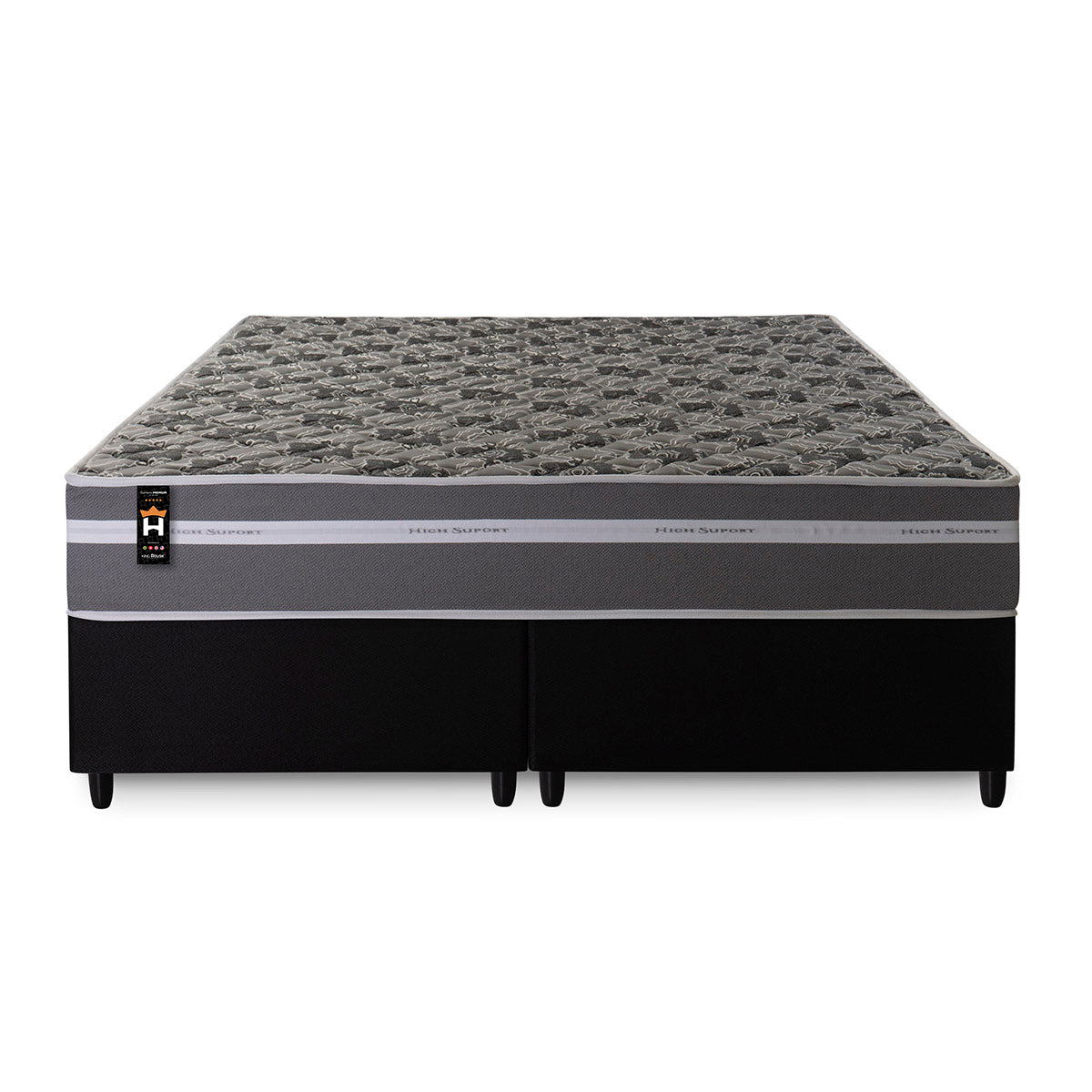 Cama Box Miami Espuma Queen 158x198 Cinza King House