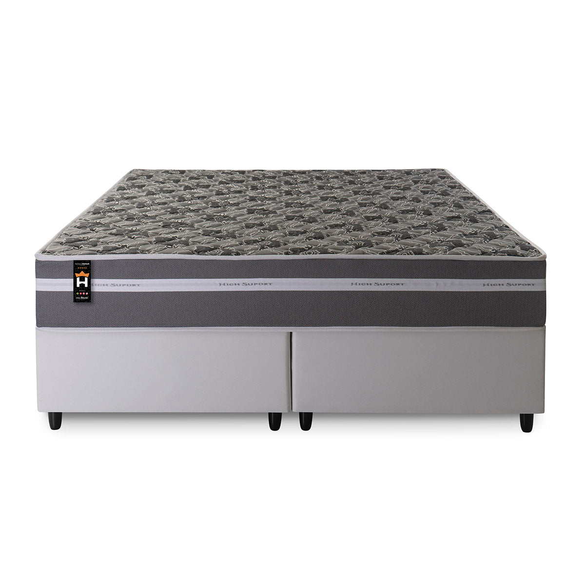 Cama Box Miami Espuma Queen 158x198 Cinza King House