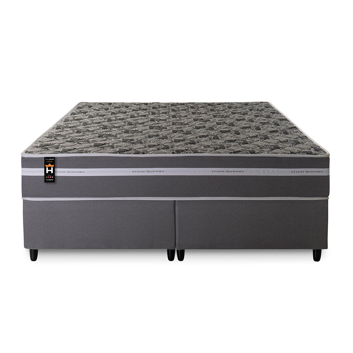 Cama Box Miami Espuma Queen 158x198 Cinza King House