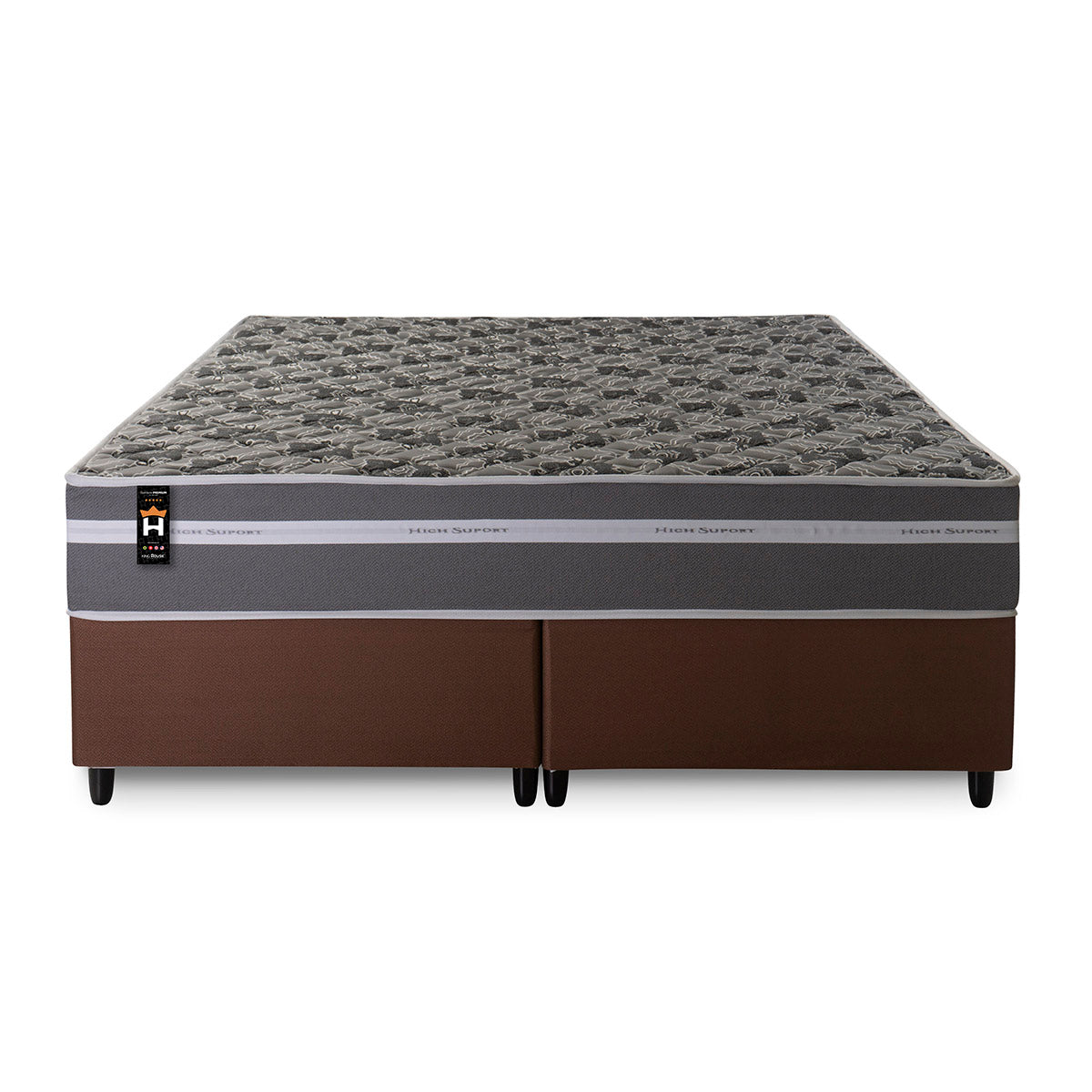 Cama Box Miami Espuma Queen 158x198 Cinza King House