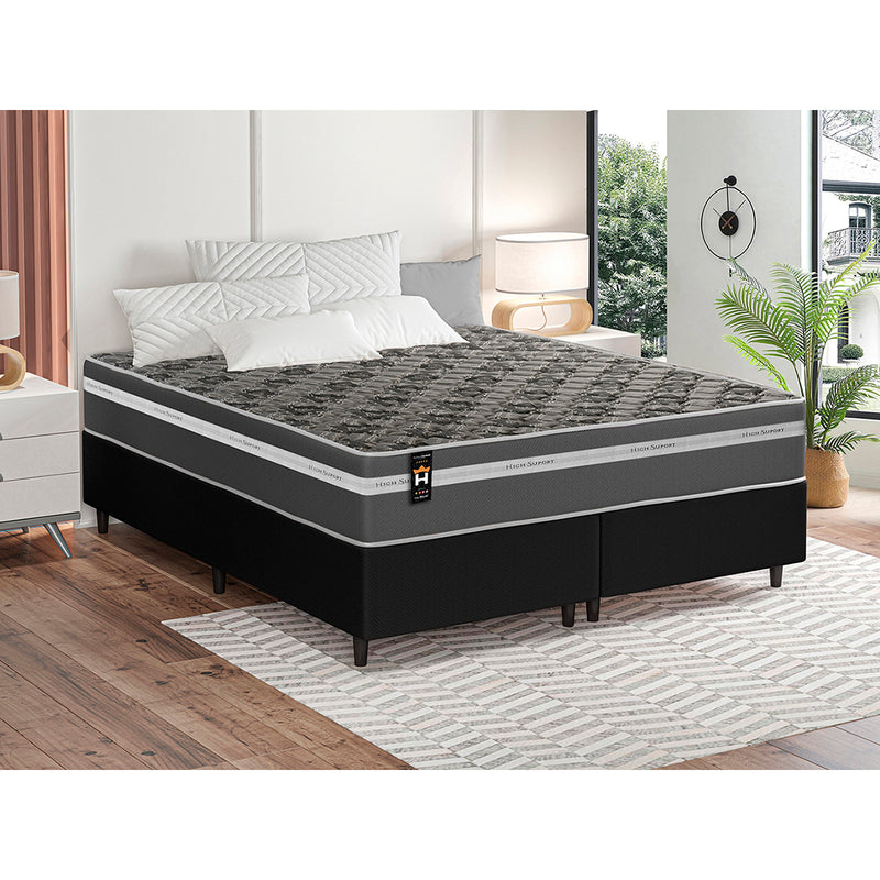 Conjunto Cama Box Miami Espuma King 193x203 Cinza King House