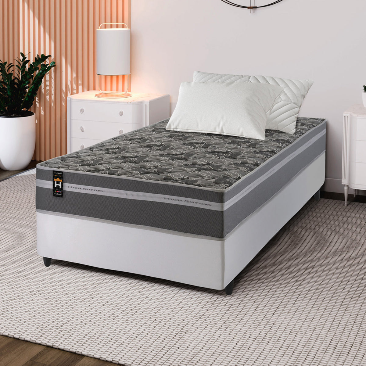 Cama Box Espuma Miami Solteiro 88x188 Cinza King House