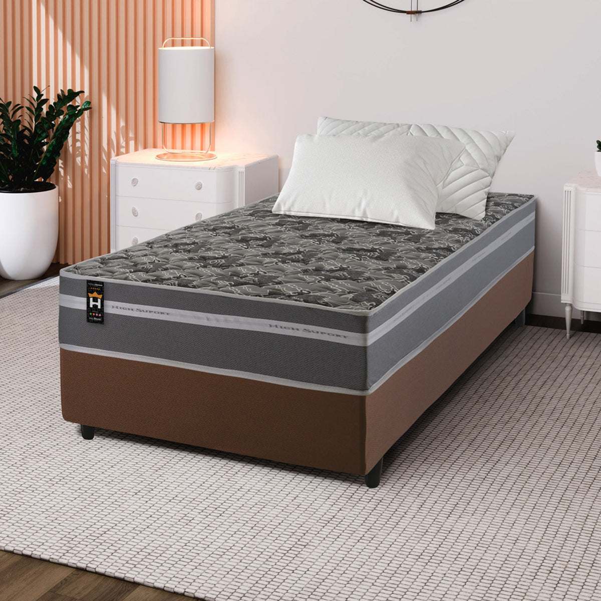 Cama Box Espuma Miami Solteiro 88x188 Marrom King House