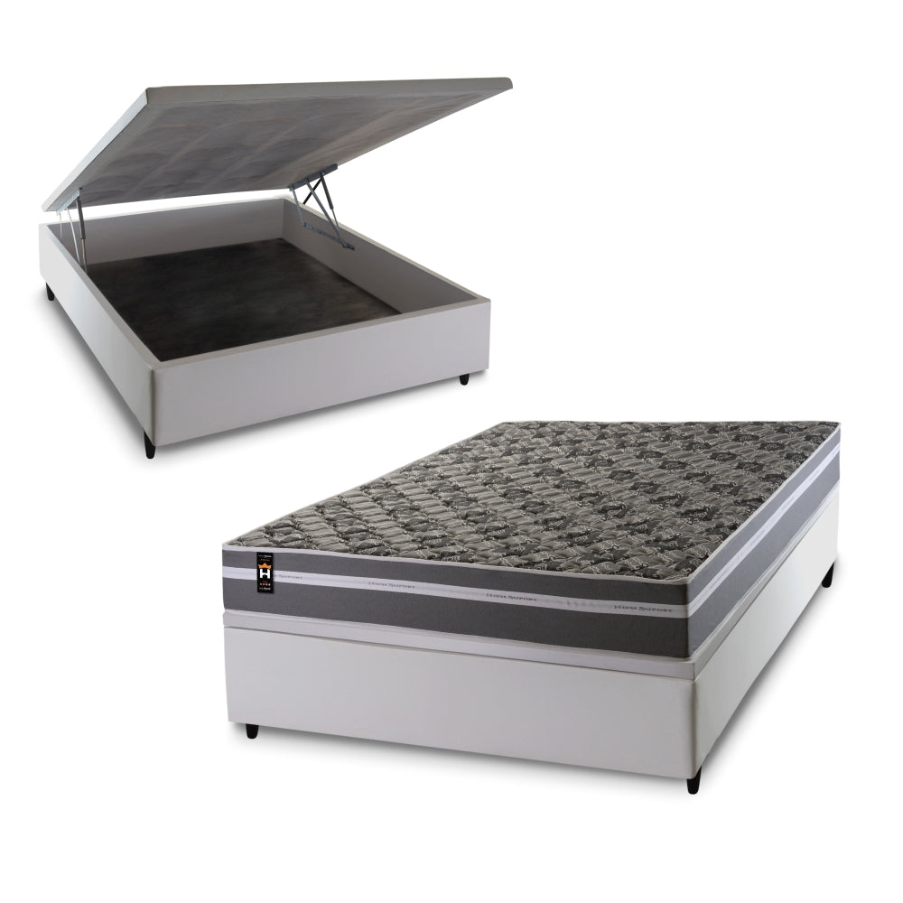 Cama Box Baú Miami 138x188 Branco Espuma D33 King House
