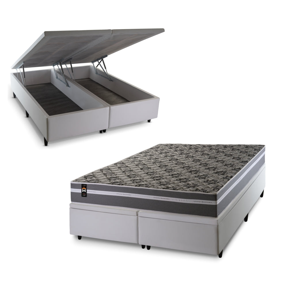 Cama Box Baú Miami Espuma D33 193x203 Cinza King House