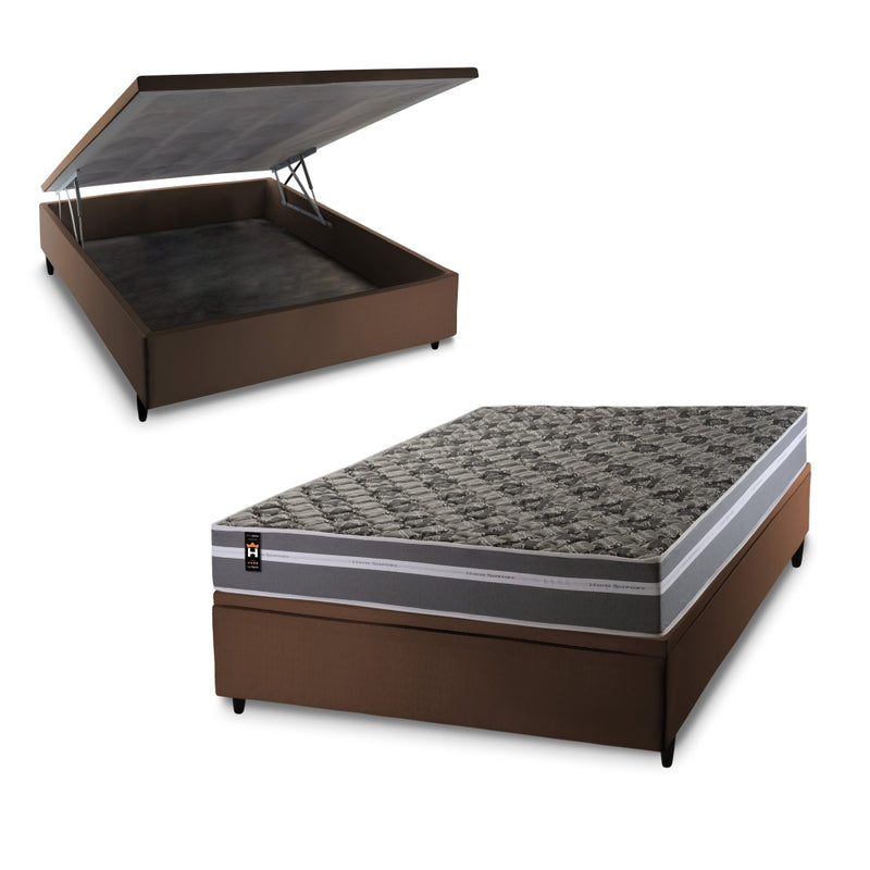 Cama Box Baú Miami 138x188 Marrom Espuma D33 King House