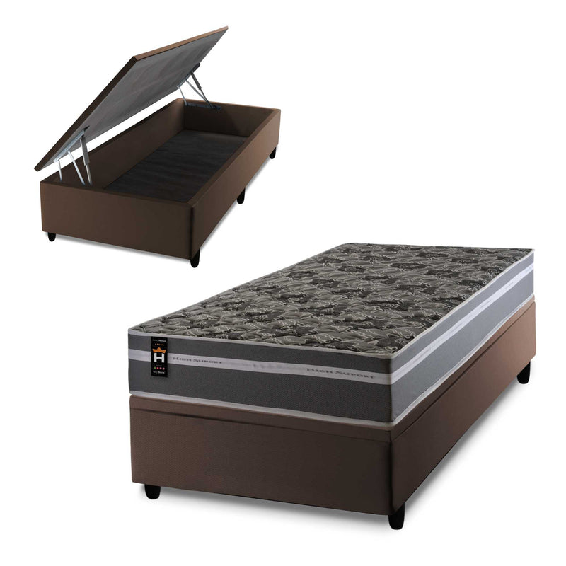 Conjunto Box Baú Miami Cinza 88x188x69 Espuma D33 King House