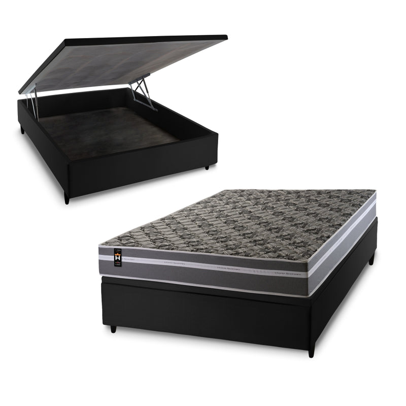 Conjunto Box Baú Miami 138x188 Cinza Espuma D33 King House