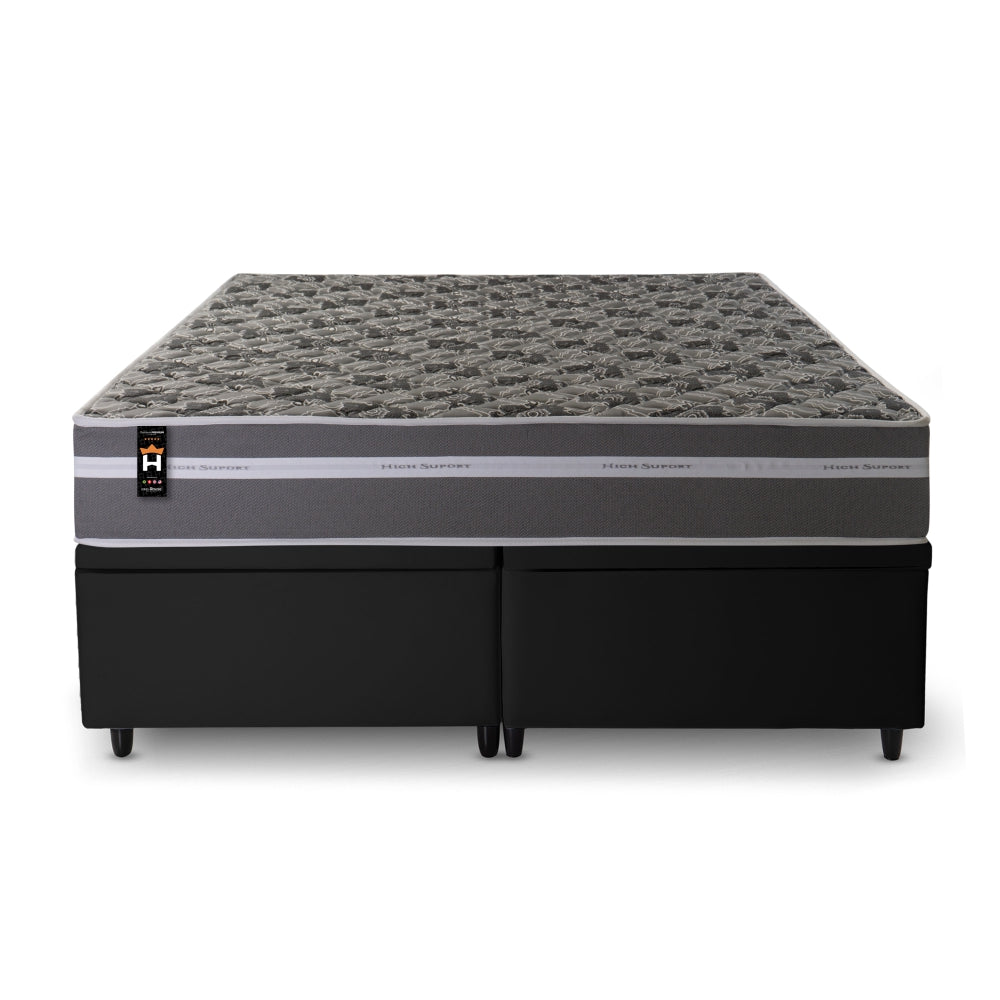 Cama Box Baú Miami Espuma D33 Cinza 158x198 Preto King House