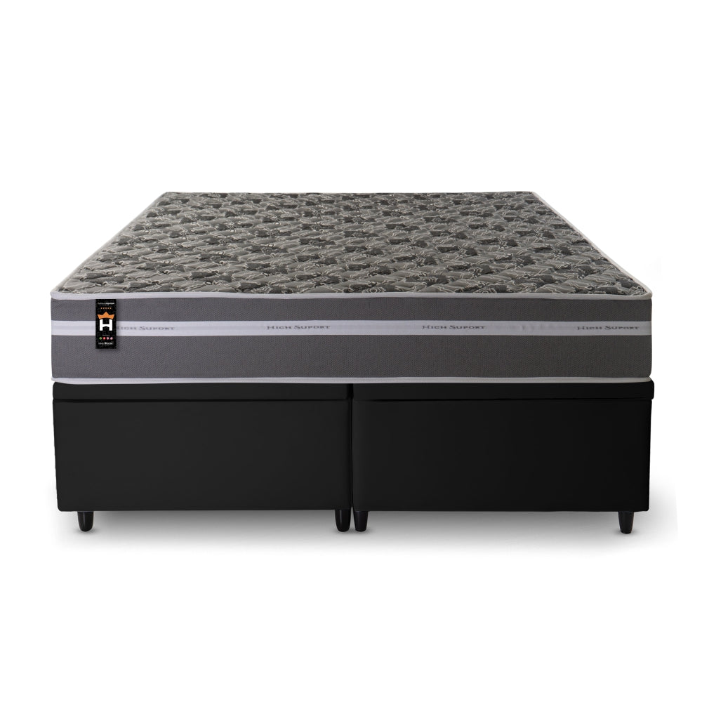 Cama Box Baú Miami Espuma D33 Cinza 193x203 Preto King House