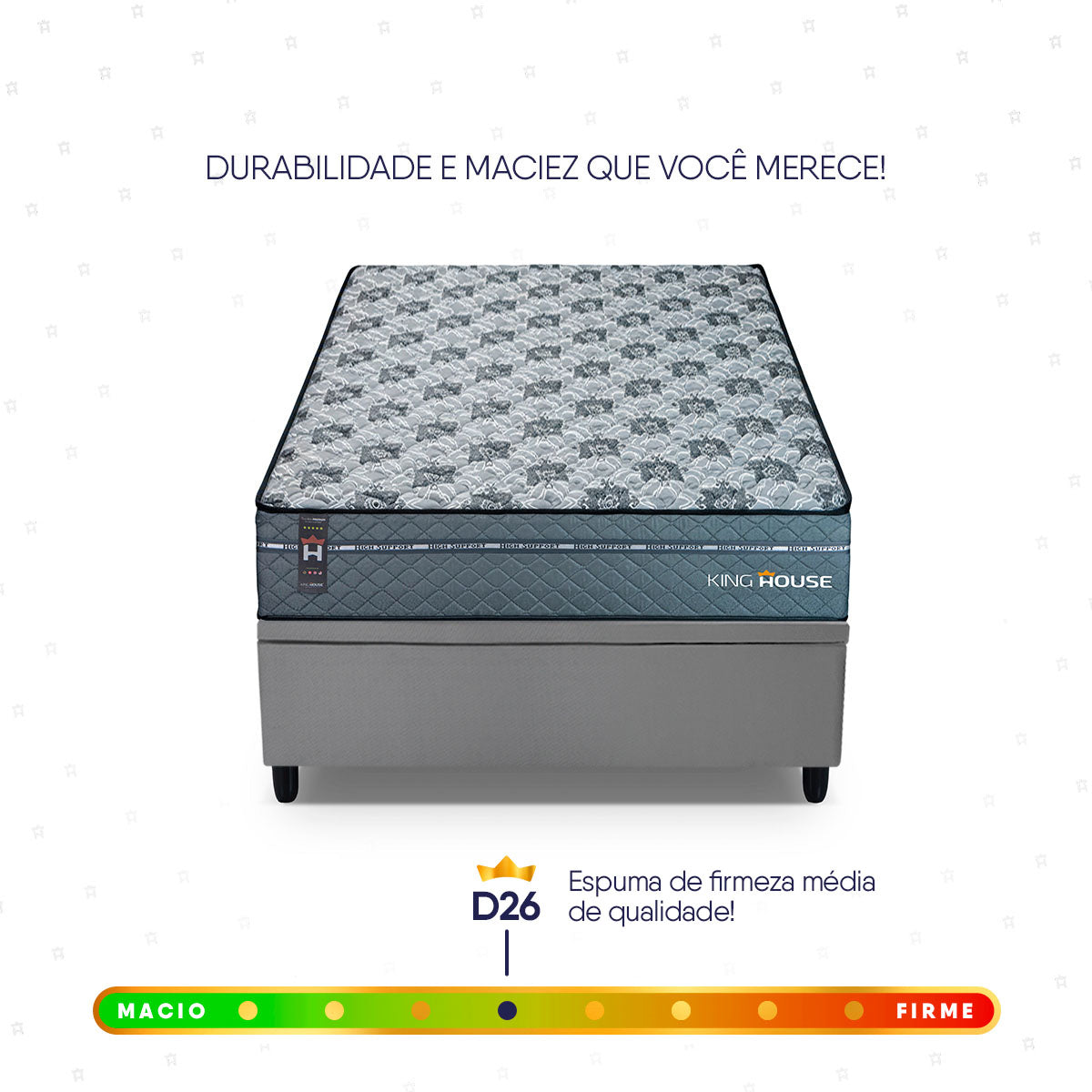 Cama Box Baú Montreal 96x203 Cinza c/ Molas Ensacadas Espuma D26 Suporta 110 kg