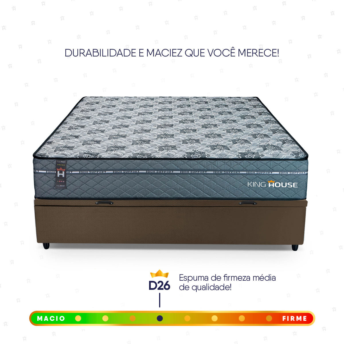 Cama Box Baú Montreal 138x188 Cinza e Marrom c/ Molas Ensacadas Espuma D26 Suporta 110 kg