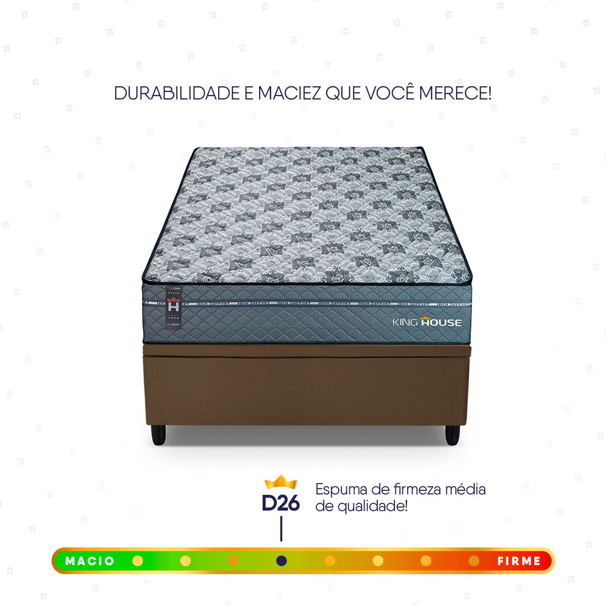 Cama Box Baú Montreal 96x203 Cinza e Marrom c/ Molas Ensacadas Espuma D26 Suporta 110 kg