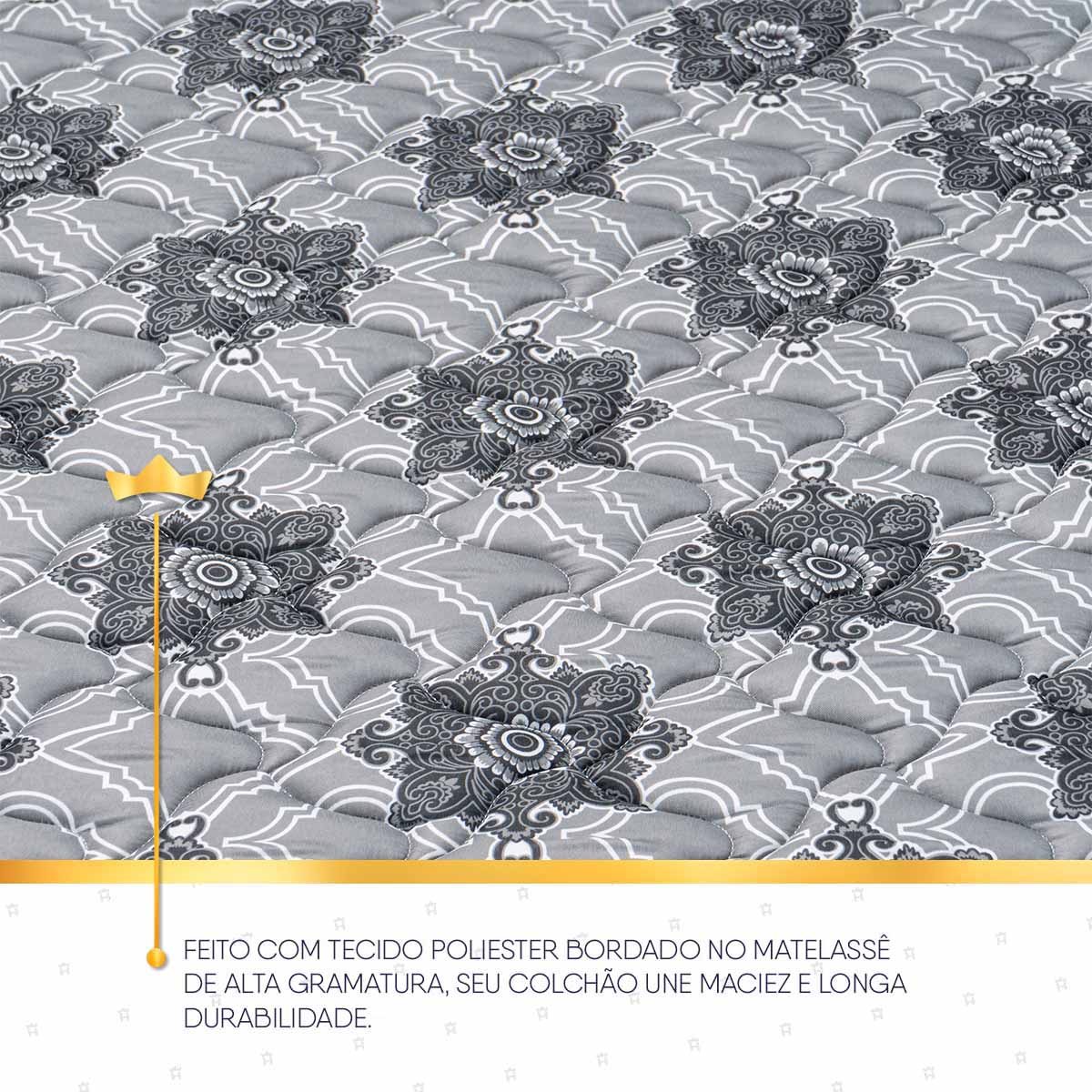 Cama Box Baú Montreal 96x203 Cinza e Marrom c/ Molas Ensacadas Espuma D26 Suporta 110 kg
