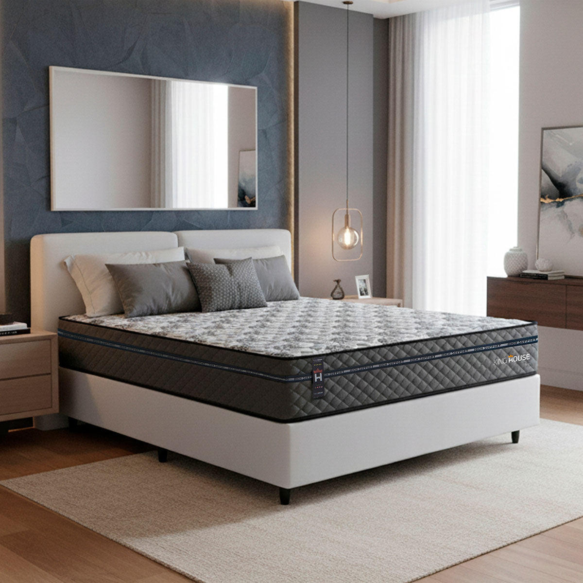 Cama Box Molas Ensacadas Montreal Casal 138x188 Branco Espuma D26 Suporta 120 Kg Por Pessoa