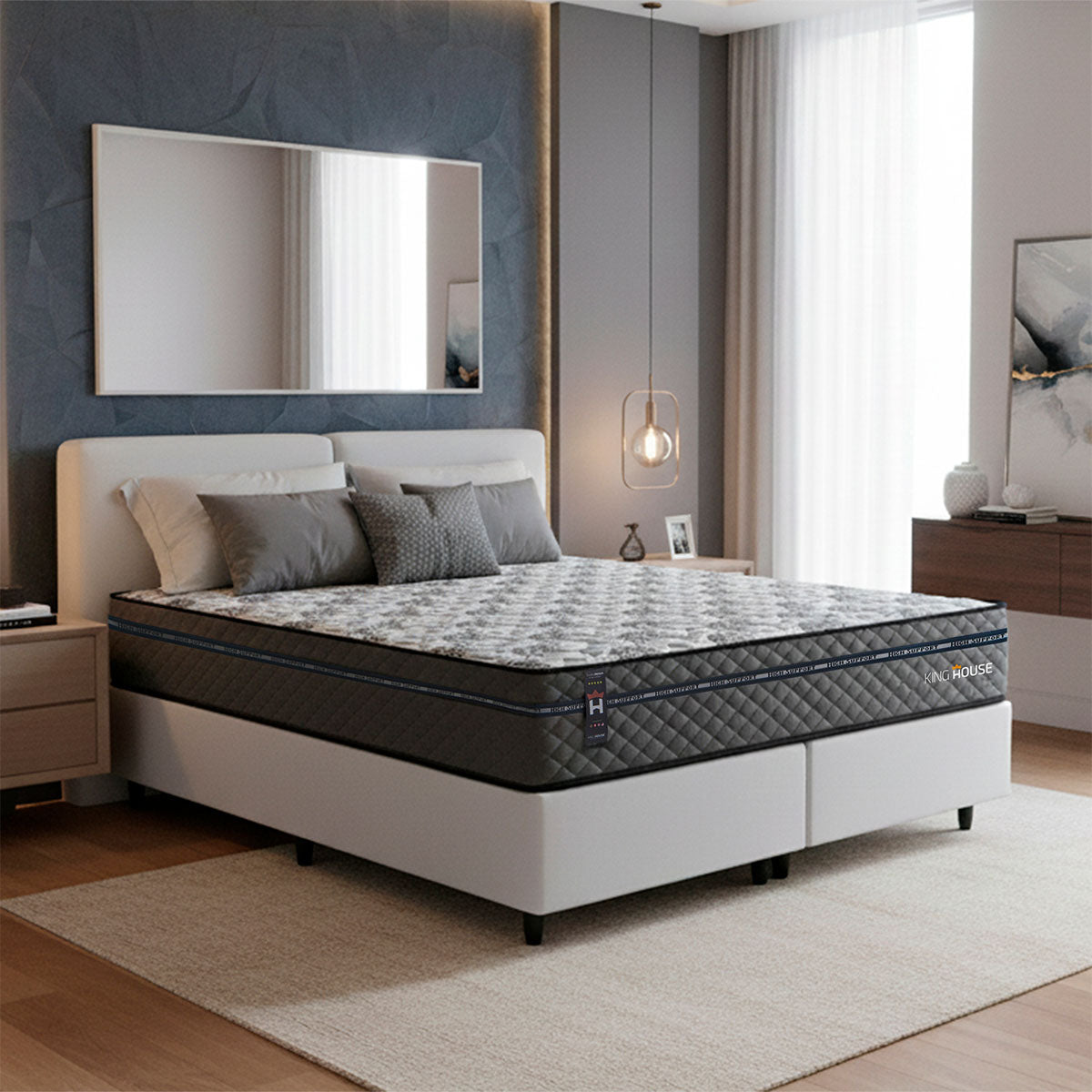Cama Box Montreal Molas Ensacadas Queen 158x198 Branco Espuma D26 Suporta 120 Kg Por Pessoa