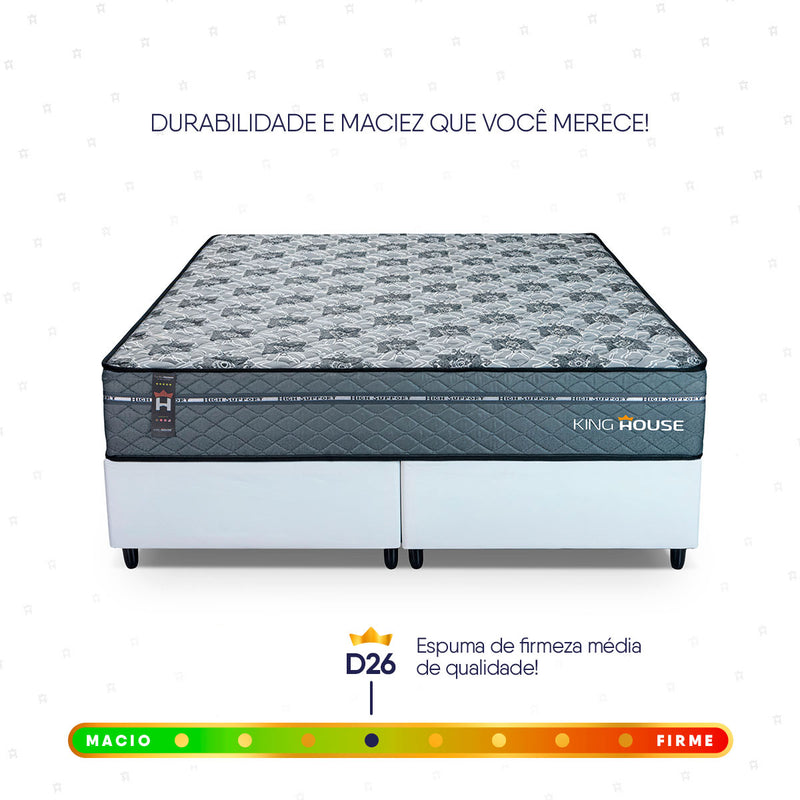 Cama Box Montreal Molas Ensacadas Queen 158x198 Branco Espuma D26 Suporta 120 Kg Por Pessoa