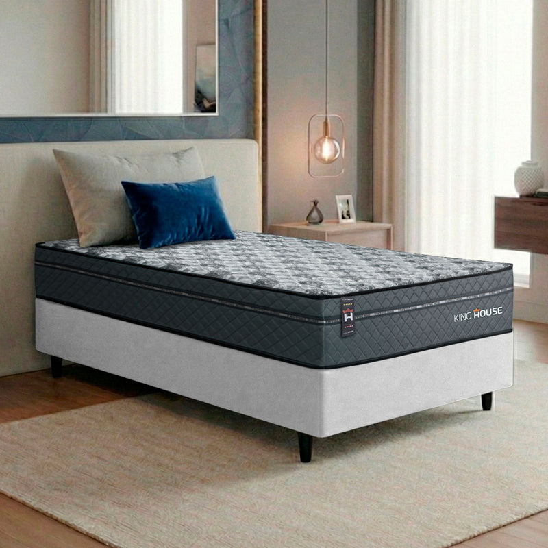 Cama Box Molas Ensacadas Montreal Solteiro 88x188 Branco Espuma D26 Suporta 120 Kg Por Pessoa