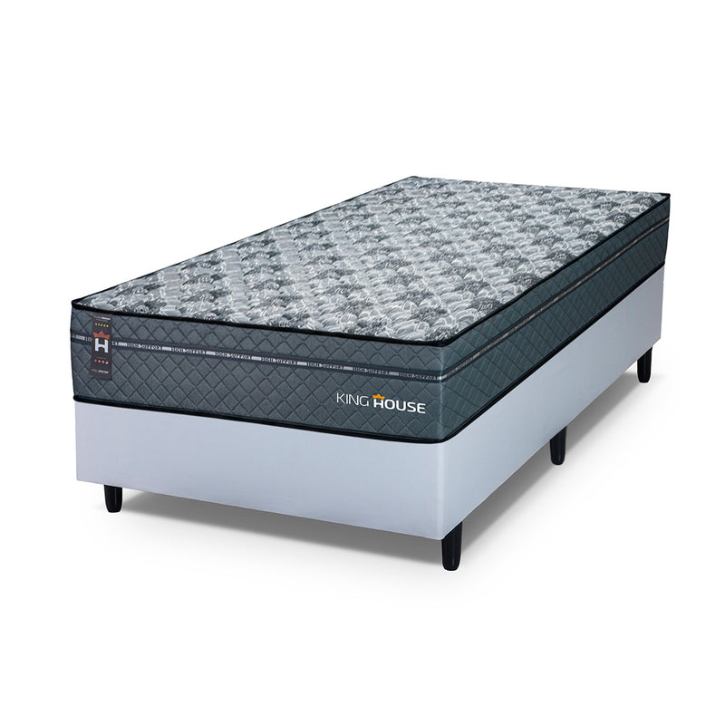 Cama Box Molas Ensacadas Montreal Solteiro 96x203 Branco Espuma D26 Suporta 120 Kg Por Pessoa