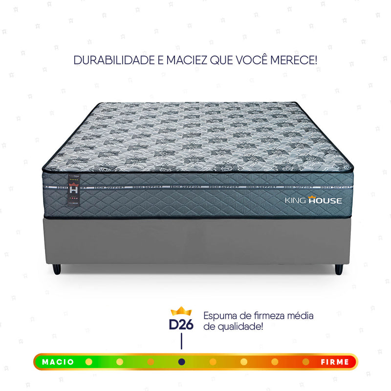 Cama Box Molas Ensacadas Montreal Casal 138x188 Cinza Espuma D26 Suporta 120 Kg Por Pessoa