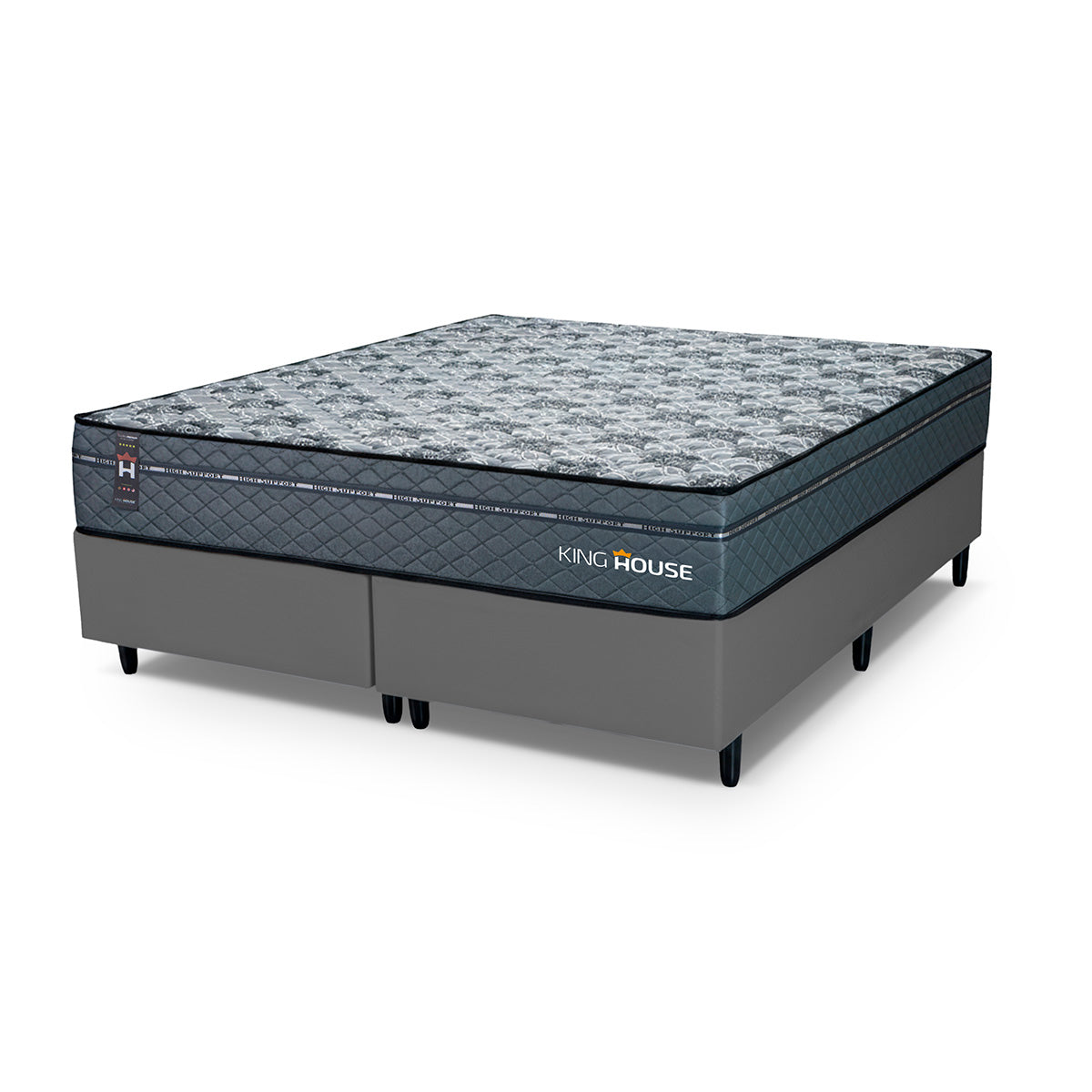 Cama Box Montreal Molas Ensacadas Queen 158x198 Cinza Espuma D26 Suporta 120 Kg Por Pessoa