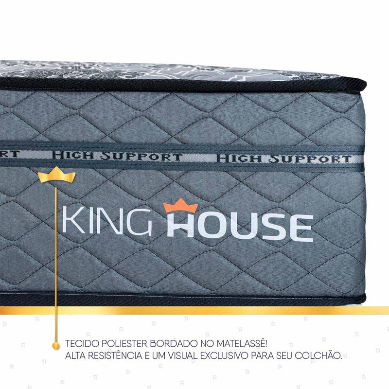 Cama Box Molas Ensacadas Montreal Solteiro 88x188 Cinza Espuma D26 Suporta 120 Kg Por Pessoa
