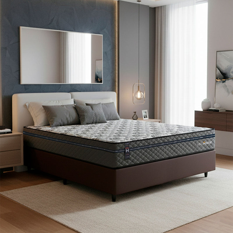 Cama Box Molas Ensacadas Montreal Casal 138x188 Marrom Espuma D26 Suporta 120 Kg Por Pessoa