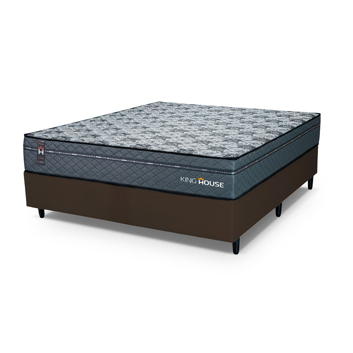 Cama Box Molas Ensacadas Montreal Casal 138x188 Marrom Espuma D26 Suporta 120 Kg Por Pessoa