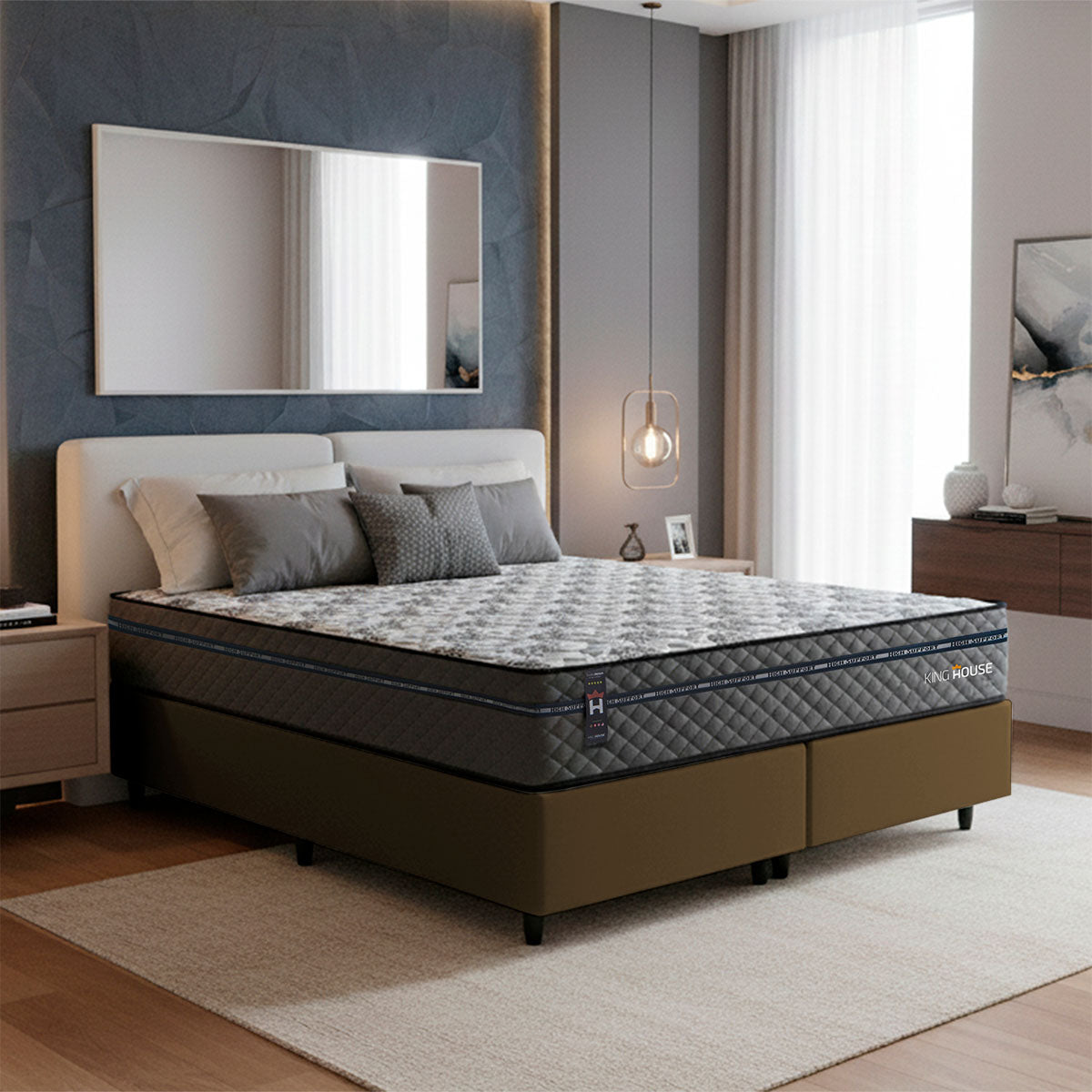 Cama Box Montreal Molas Ensacadas Queen 158x198 Marrom Espuma D26 Suporta 120 Kg Por Pessoa