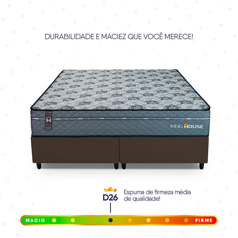 Cama Box Montreal Molas Ensacadas Queen 158x198 Marrom Espuma D26 Suporta 120 Kg Por Pessoa