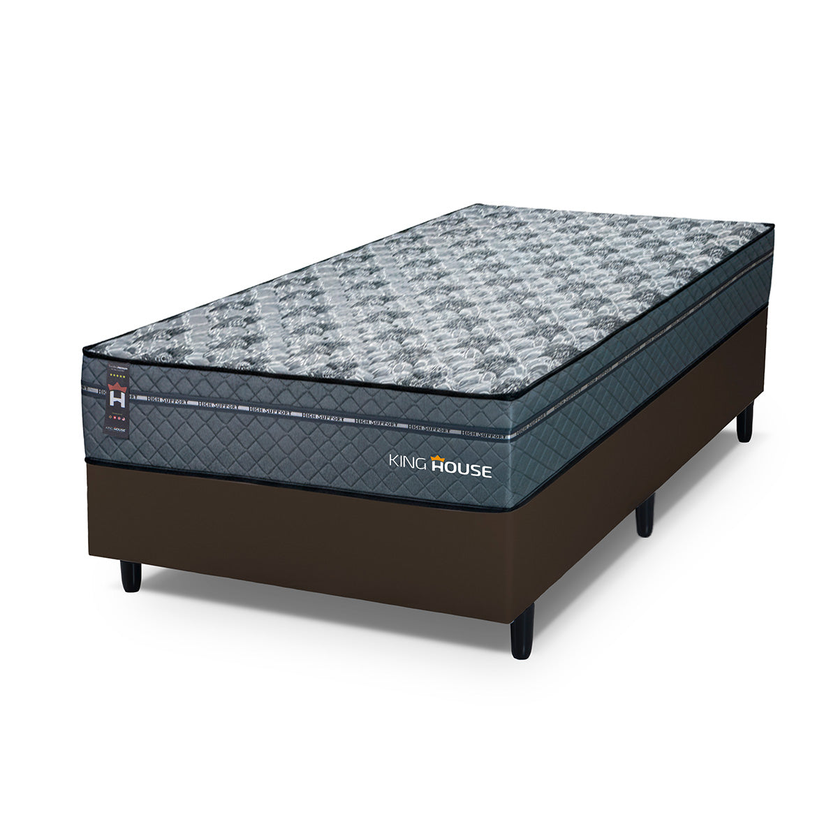 Cama Box Molas Ensacadas Montreal Solteiro 96x203 Marrom Espuma D26 Suporta 120 Kg Por Pessoa