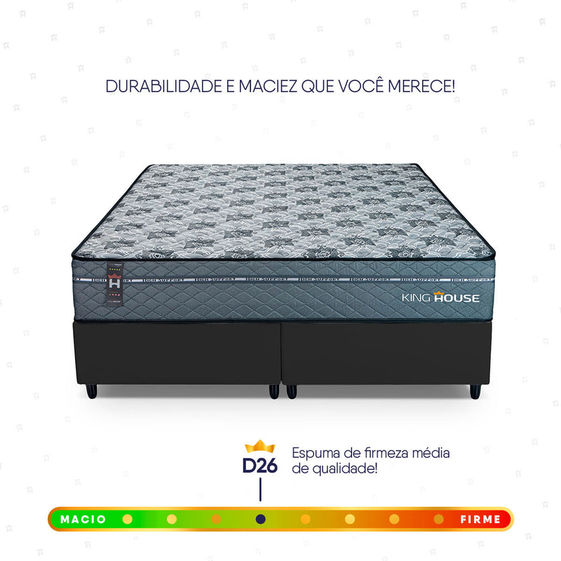 Cama Box Montreal Molas Ensacadas Queen 158x198 Preto Espuma D26 Suporta 120 Kg Por Pessoa