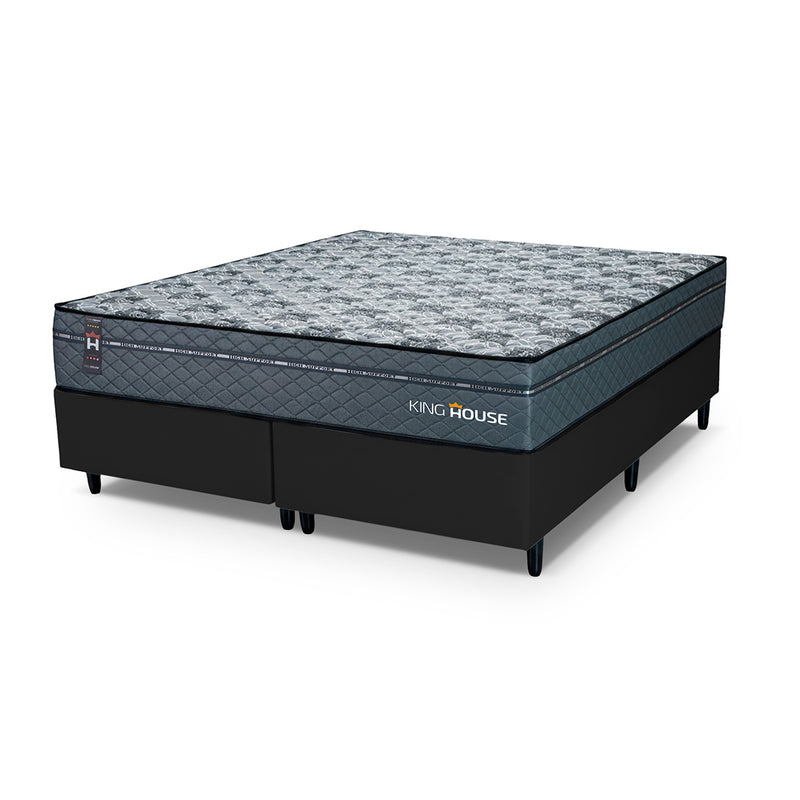 Cama Box Montreal Molas Ensacadas Queen 158x198 Preto Espuma D26 Suporta 120 Kg Por Pessoa