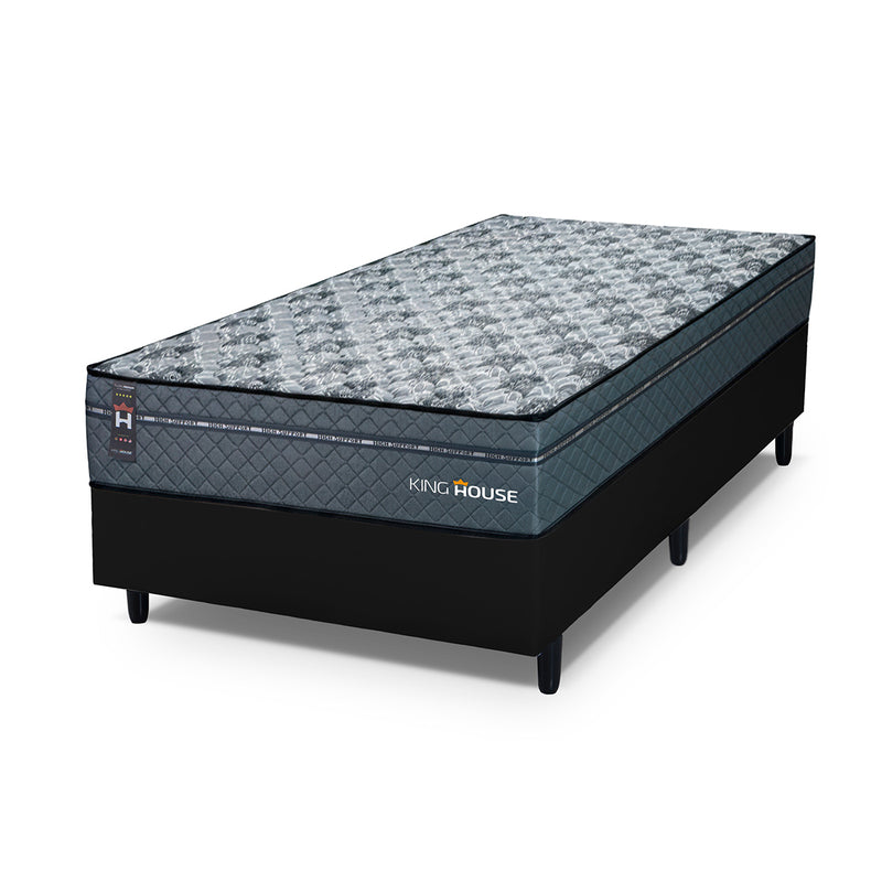 Cama Box Molas Ensacadas Montreal Solteiro 96x203 Preto Espuma D26 Suporta 120 Kg Por Pessoa