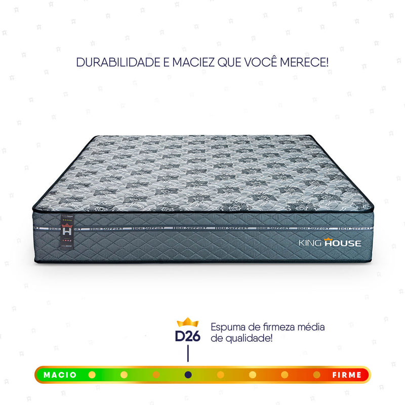 Colchão c/ Molas Ensacadas Montreal Casal 138x188x26 Cinza Espuma D26 Suporta 120 Kg Por Pessoa