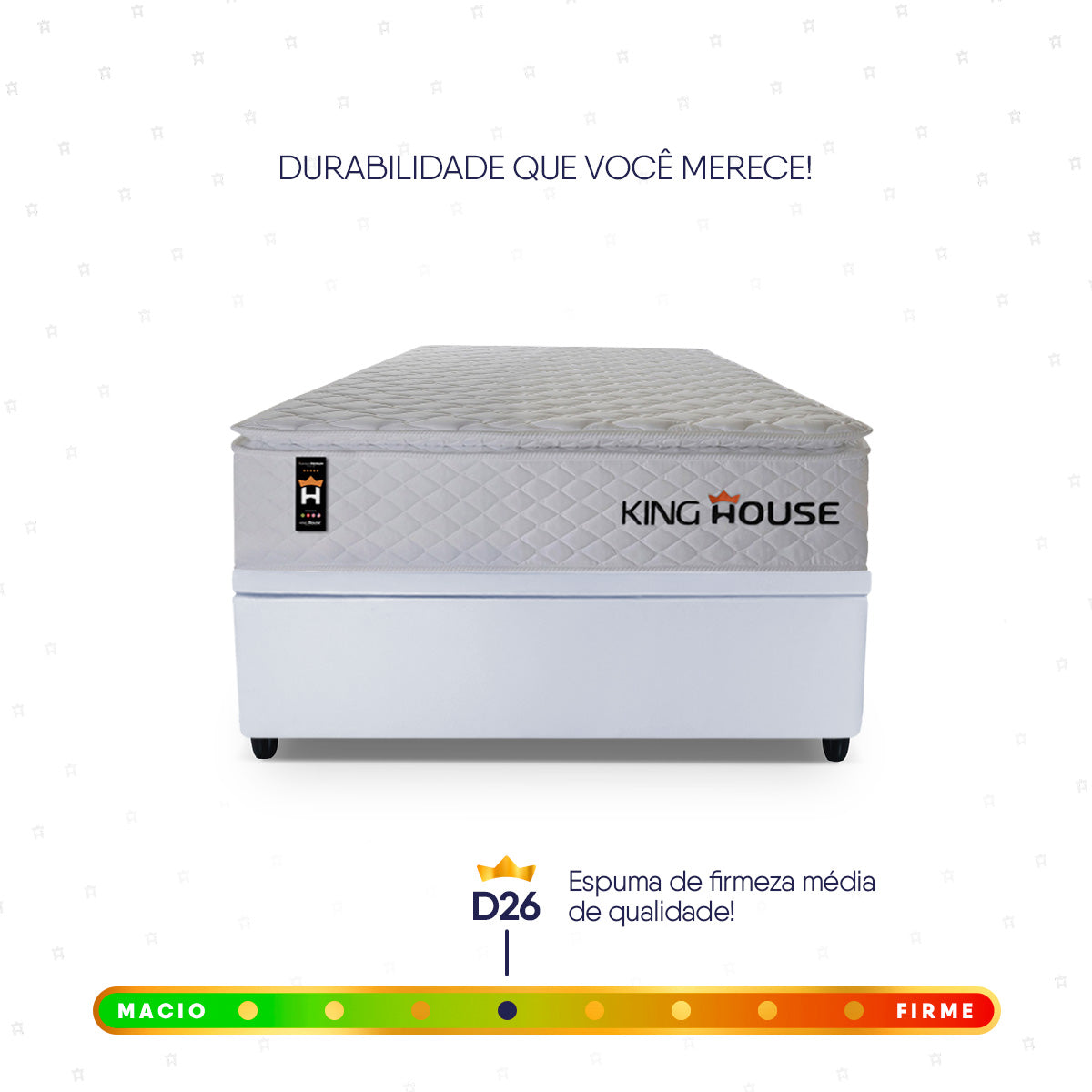 Cama Box Baú Branco New Moon 88x188x73 c/ Molas Ensacadas Espuma D26 Suporta 110 kg