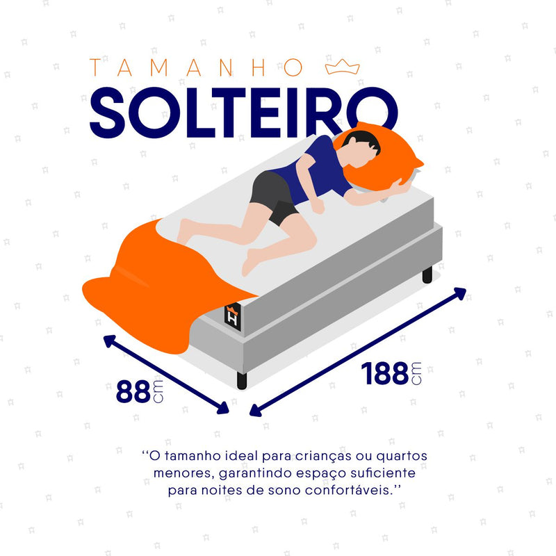 Cama Box Baú Branco New Moon 88x188x73 c/ Molas Ensacadas Espuma D26 Suporta 110 kg