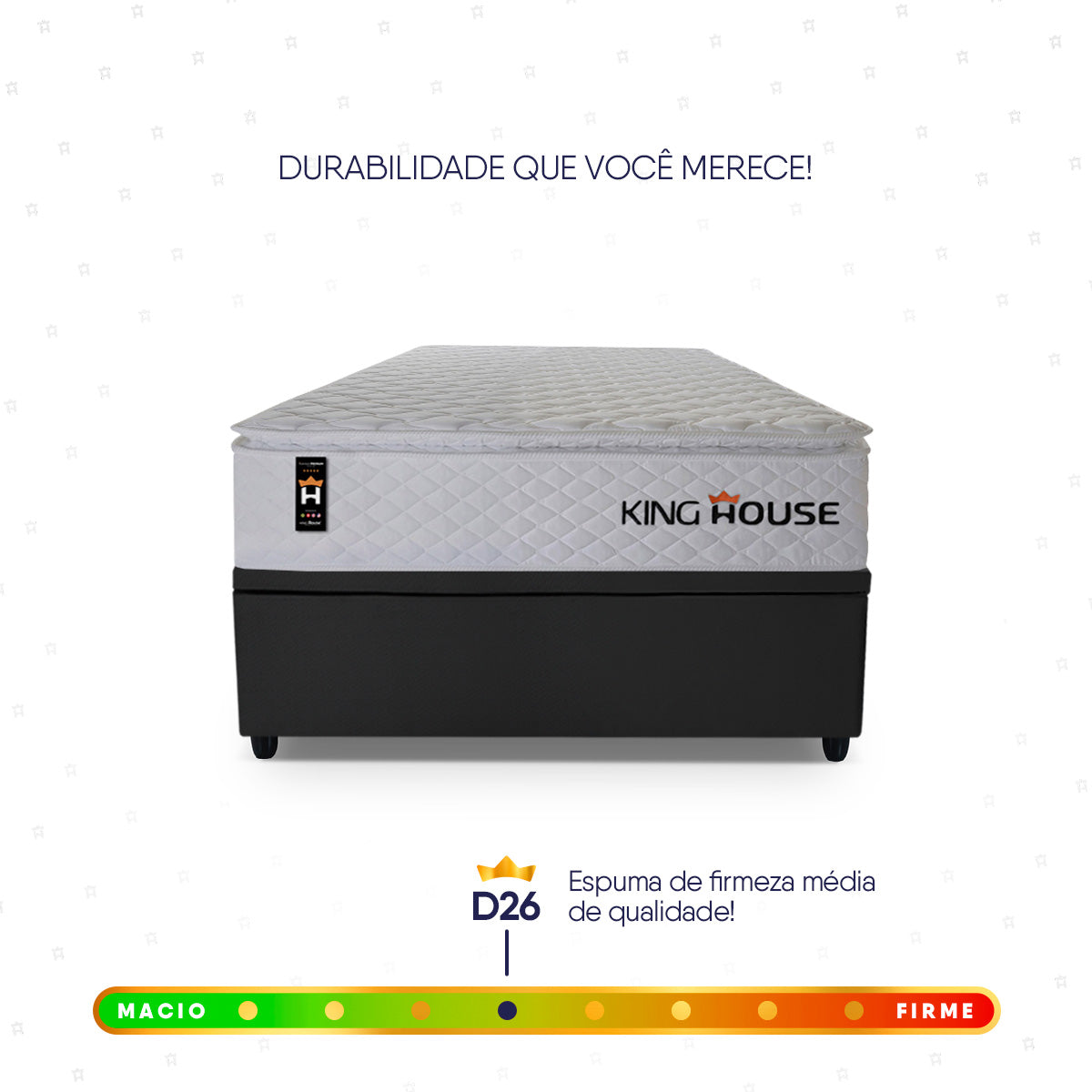 Cama Box Baú New Moon Branco e Preto 96x203x73 c/ Molas Ensacadas Espuma D26 Suporta 110 kg
